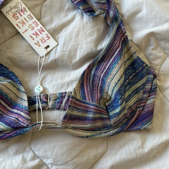 NWT Frankie’s Bikinis Metallic Top - Picture 2 of 7